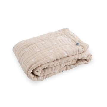 Little Unicorn Newborn Receiving Quilt | Ultra- Soft, Multi-Layered Muslin Fabric | Gift for Newborns & on-The-go (Taupe Cross)