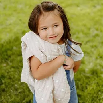 Little Unicorn Newborn Receiving Quilt | Ultra- Soft, Multi-Layered Muslin Fabric | Gift for Newborns & on-The-go (Taupe Cross)