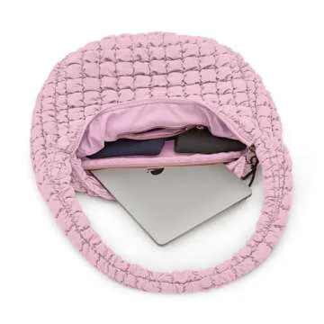 ODODOS Quilted Carryall Tote Bag for Women Crossbody Large Hobo Lightweight Padding Shoulder Bag, Fragrant Lilac