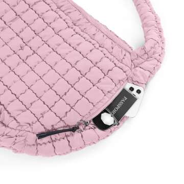 ODODOS Quilted Carryall Tote Bag for Women Crossbody Large Hobo Lightweight Padding Shoulder Bag, Fragrant Lilac