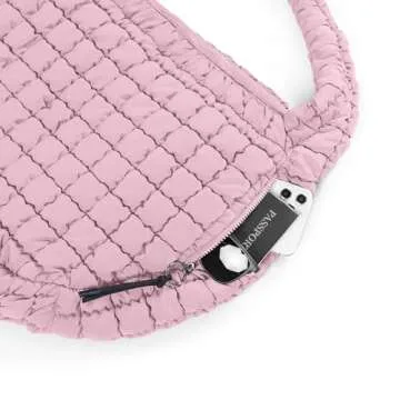 ODODOS Quilted Carryall Tote Bag for Women Crossbody Large Hobo Lightweight Padding Shoulder Bag, Fragrant Lilac