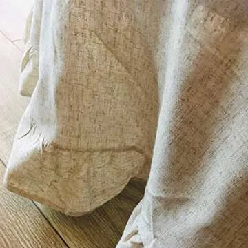 AMZALI Round Table Cloth, Washable Cotton Linen Tablecloth Flounces Fabric Dust-Proof Table Cover for Kitchen Dinner Picnic Tabletop Home Decoration (Round 60 inch)