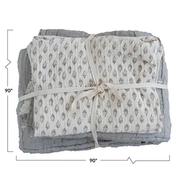 Creative Co-Op Cotton Stitched Bed Cover Set for Queen