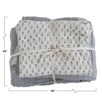 Creative Co-Op Cotton Stitched Bed Cover Set for Queen