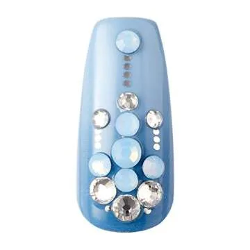 KISS Masterpiece One-Of-A-Kind Luxe Mani, Long Length, Premium Acrylic Fake Nails, Style “Cruise Party”, with Pink Gel Nail Glue, Manicure Stick, Mini File, & 30 False Nails Including 12 Accent Nails