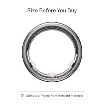 Oura Ring Gen3 Horizon - Brushed Titanium - Size 13 - Smart Ring - Size First with Oura Ring Gen3 Si...
