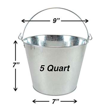 5-Quart Galvanized Pail Beer Bucket 9x9x7 inches (Pack of 3)