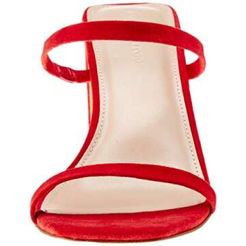 The Drop Women's Avery Square Toe Two Strap High Heeled Sandal, Red, 8