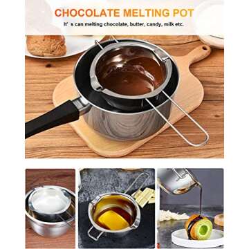 Stainless Steel Double Boiler Pot for Melting Chocolate, Candy and Candle Making (18/8 Steel, 2 Cup Capacity, 480ML)
