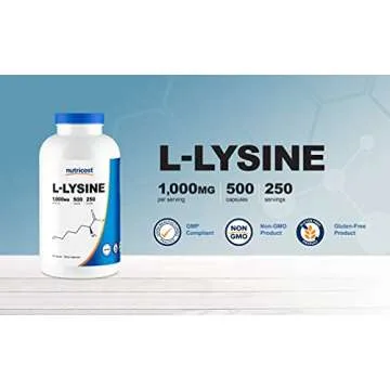 Nutricost L-Lysine 1000mg - 250 Servings of Quality Wellness