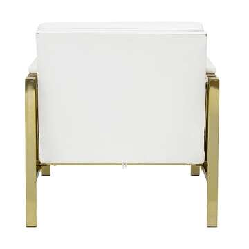 Studio Designs Home Modern Atlas Accent Chair for Living Room Bedroom, Bonded Leather, Gray, 29.75" W x 32" D x 33" H, Gold Chrome/Black