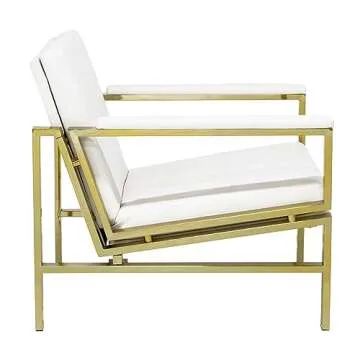 Studio Designs Home Modern Atlas Accent Chair for Living Room Bedroom, Bonded Leather, Gray, 29.75" W x 32" D x 33" H, Gold Chrome/Black