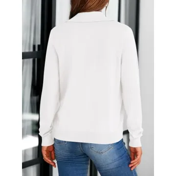 PRETTYGARDEN Summer Cardigan for Women Dressy Long Sleeve Knitted Button Down Shirts Collar St Patricks Day Shirt Women (White, Small)