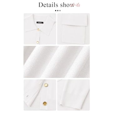 PRETTYGARDEN Summer Cardigan for Women Dressy Long Sleeve Knitted Button Down Shirts Collar St Patricks Day Shirt Women (White, Small)