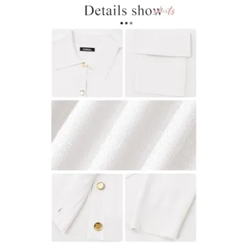 PRETTYGARDEN Summer Cardigan for Women Dressy Long Sleeve Knitted Button Down Shirts Collar St Patricks Day Shirt Women (White, Small)
