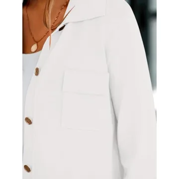 PRETTYGARDEN Summer Cardigan for Women Dressy Long Sleeve Knitted Button Down Shirts Collar St Patricks Day Shirt Women (White, Small)