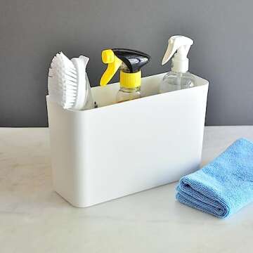 Youngever Plastic Adhesive Storage Organizer Bin for Cabinet, Pantry, Organizer for Ziplock Bag, Plastic and Paper Wrap, Aluminum Foil, Cleaning Brushes, Kitchen Gadgets