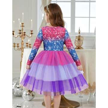 Arshiner Girls Dresses Long Sleeve Toddler Girls Tutu Holiday Party Mermaid Tulle Dress for Little Kids 5 Years