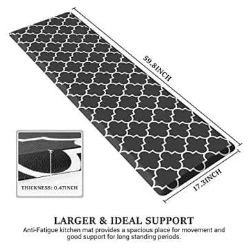 WISELIFE Kitchen Mat Cushioned Anti-Fatigue Rug, 17.3" x 60", Non-Slip Waterproof Durable Mat for Ki...