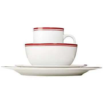 Durable Amazon Basics Cafe Stripe Dinnerware Set - 16 Pieces