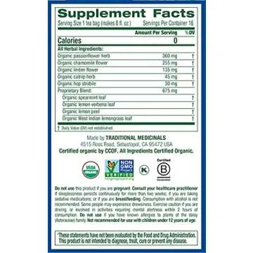 Traditional Medicinals Caffeine Free Herbal Tea Bags, Nighty Night 0.85 oz (Pack of 2)