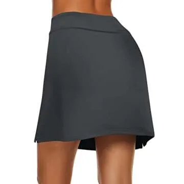 Ekouaer Active Skort for Women Athletic Skirts Sport Fitness Clothes Dark Grey L