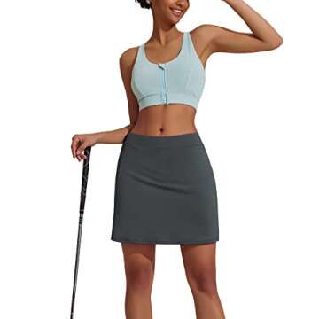 Ekouaer Active Skort for Women Athletic Skirts Sport Fitness Clothes Dark Grey L