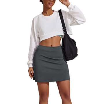 Ekouaer Active Skort for Women Athletic Skirts Sport Fitness Clothes Dark Grey L