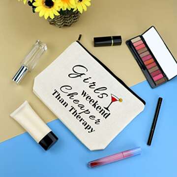 Girls Weekend Gift 3 Pcs Travel Makeup Bag Friendship Trip Gift for Her Best Friends Bestie Sister Cosmetic Bags Christmas Birthday Graduation Present for Women Girls Travel Zipper Toiletries Pouch