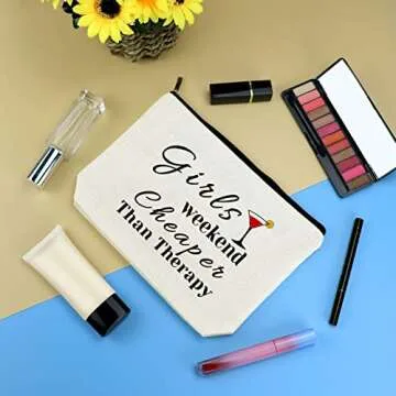 Girls Weekend Gift 3 Pcs Travel Makeup Bag Friendship Trip Gift for Her Best Friends Bestie Sister Cosmetic Bags Christmas Birthday Graduation Present for Women Girls Travel Zipper Toiletries Pouch