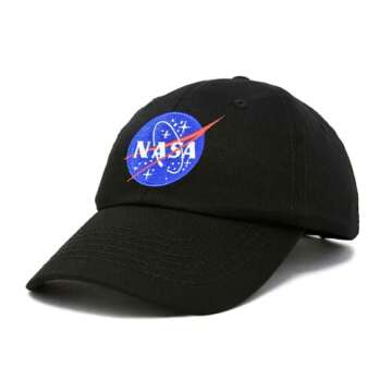 DALIX NASA Embroidered Mens Womens Cotton Dad Hat Baseball Cap Adjustable in Black