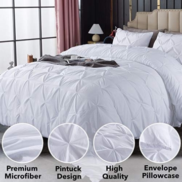 Andency White King Size Comforter Set Soft Pinch Pleat Bedding