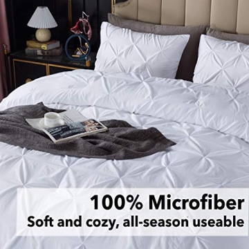 Andency White King Size Comforter Set Soft Pinch Pleat Bedding