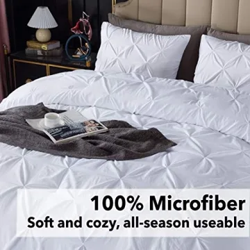 Andency White King Size Comforter Set Soft Pinch Pleat Bedding