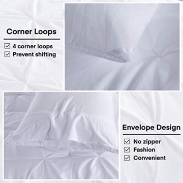 Andency White King Size Comforter Set Soft Pinch Pleat Bedding