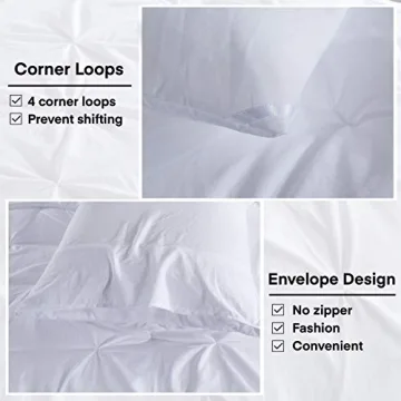 Andency White King Size Comforter Set Soft Pinch Pleat Bedding