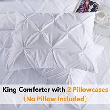 Andency White King Size Comforter Set Soft Pinch Pleat Bedding