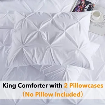 Andency White King Size Comforter Set Soft Pinch Pleat Bedding