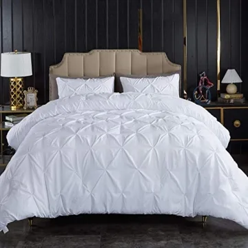 Andency White King Size Comforter Set Soft Pinch Pleat Bedding