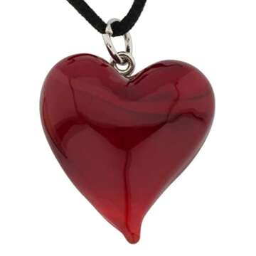 Glass Of Venice Passione Italian Red Murano Glass Heart Pendant Necklace for Women - Handmade Blown ...