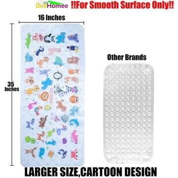 BEEHOMEE Kids Bath Mat - Large Non-Slip Cartoon Design
