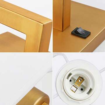 PERMO Single Wall Sconce Light Fixture Antique Finish with White Textile Shades and On/Off Switch Button Small Modern Nightstand Lamps for Bedrooms Bedside Reading