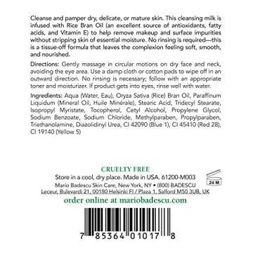 Mario Badescu Cleansing Milk - Milky Makeup Remover with Rice Oil & Vitamin E