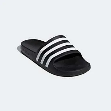 adidas Unisex Adilette Aqua Slide Sandal, Black/White/Black, 9 US Men