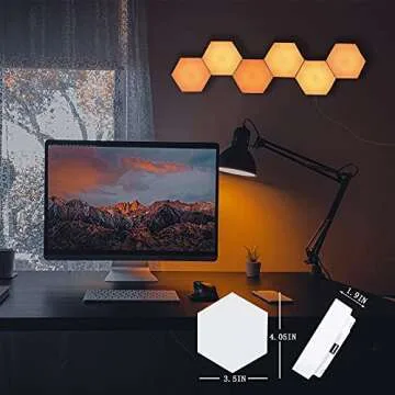 Hexagon Lights, RGB Hexagon Wall Lights with Remote, Smart Hexagonal Wall Panels, Touching LED Wall Lights with USB-Power, Splicing DIY Color-Changing Gaming Lights Used in Gift, Bedroom Decor-6 Packs