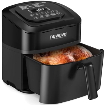 Nuwave Brio 10-in-1 Air Fryer 7.25Qt with Patented Linear T Thermal Technology for Crisping, Roastin...