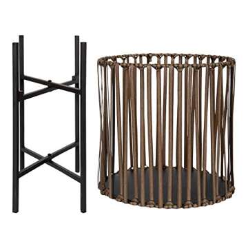 Kate and Laurel Paynter 2-Piece Floor Planter Set with PVC Wicker and Metal Stands