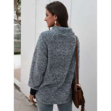 Stylish Famulily Women's Fleece Pullover Sweater in Navy