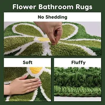 TRUEDAYS Green Floral Bath Mat - Anti-Slip & Soft Rug