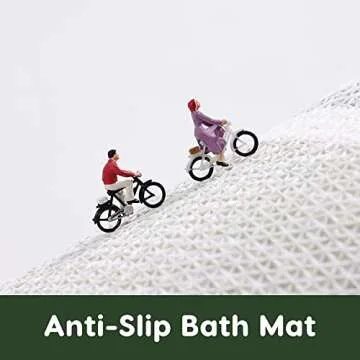 TRUEDAYS Green Floral Bath Mat - Anti-Slip & Soft Rug